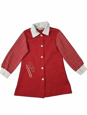 Vintage 70s Health-Tex Red ABC Dress Kindergarten Back To School 4T 5T